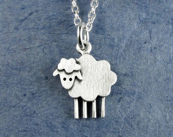 Tiny sheep pendant / necklace - sterling silver