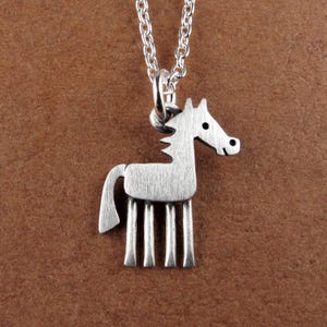 Tiny horse pendant / necklace - sterling silver - handcrafted