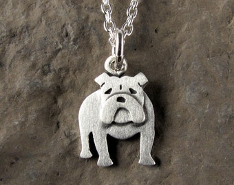 Tiny English Bulldog pendant / necklace - sterling silver