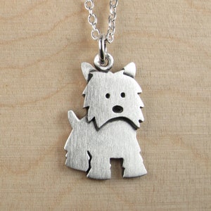 Westie pendant / necklace larger size sterling silver image 1
