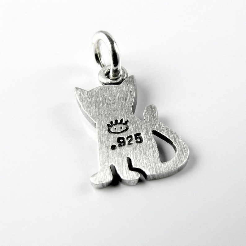 Tiny kitten pendant / necklace sterling silver image 3