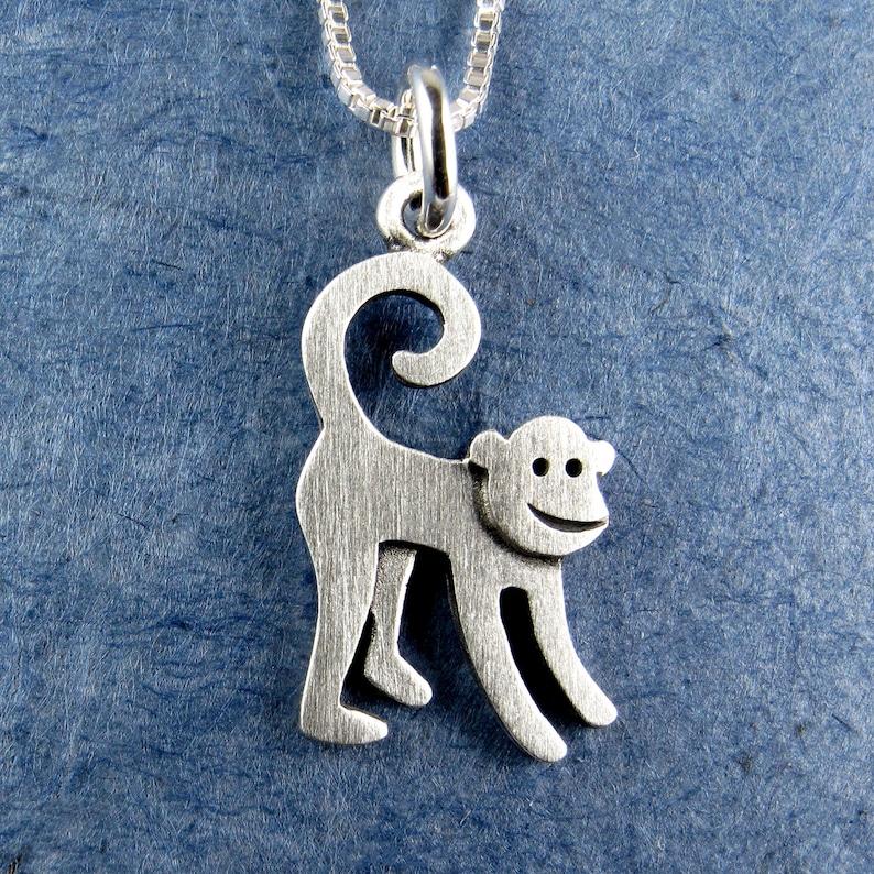 Tiny monkey pendant necklace