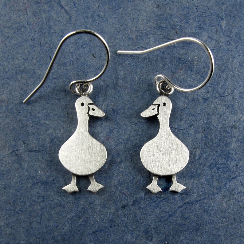 Tiny duck earrings image 1