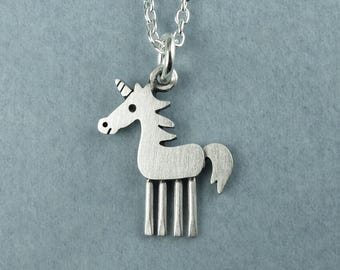 Tiny unicorn pendant / necklace - sterling silver