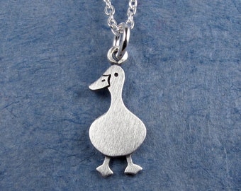 Tiny duck pendant / necklace - sterling silver