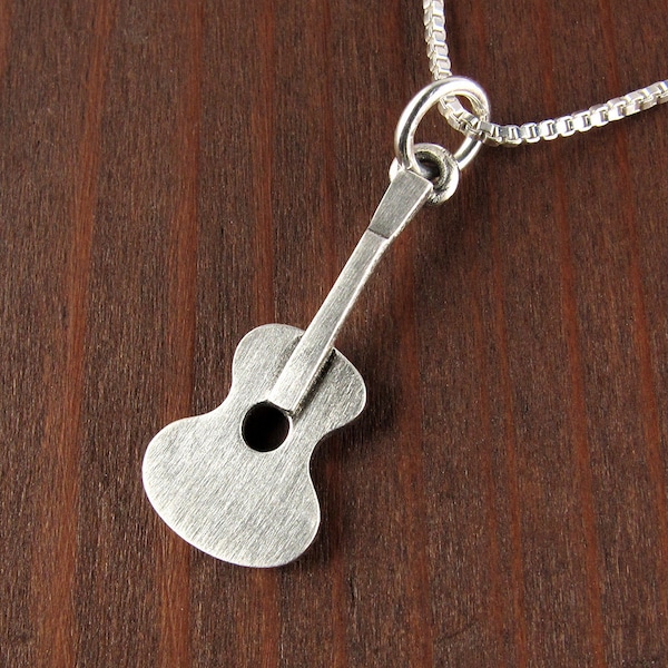 Tiny guitar pendant / necklace - sterling silver