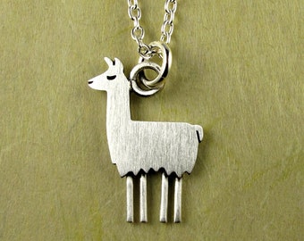 Tiny llama pendant / necklace - sterling silver