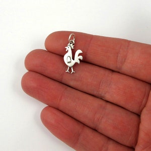 Tiny rooster pendant / necklace sterling silver image 2