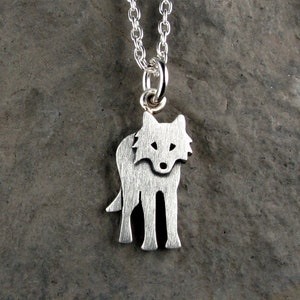 Tiny wolf pendant / necklace - sterling silver