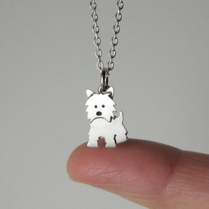 Tiny Westie pendant / necklace sterling silver image 2