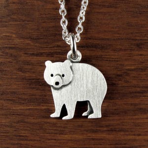 Tiny bear pendant / necklace - sterling silver - handcrafted