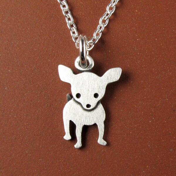 Tiny chihuahua pendant / necklace - sterling silver