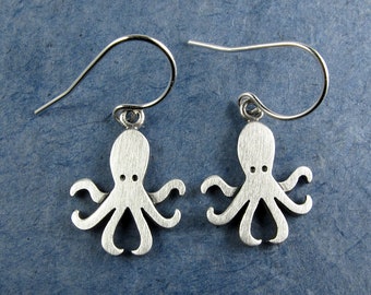 Tiny octopus earrings - sterling silver