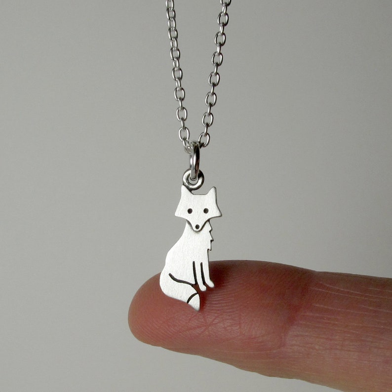 Tiny fox pendant / necklace sterling silver image 2