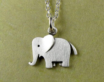 Tiny elephant pendant / necklace - sterling silver - handcrafted
