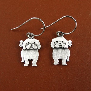 Tiny Shih Tzu earrings - sterling silver