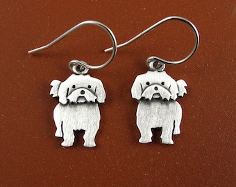 Tiny Shih Tzu earrings - sterling silver