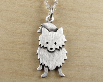 Pomeranian pendant / necklace (larger size) - sterling silver - handcrafted