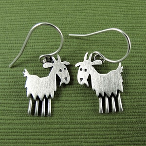 Tiny goat earrings - sterling silver - handcrafted