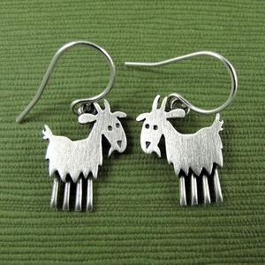 Tiny goat earrings - sterling silver