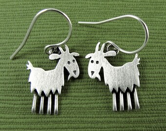 Tiny goat earrings - sterling silver