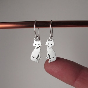 Tiny fox earrings sterling silver image 2