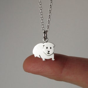 Tiny guinea pig pendant / necklace sterling silver image 2