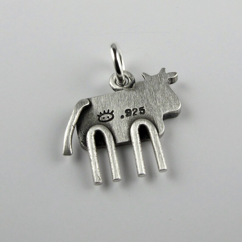 Tiny cow pendant / necklace sterling silver image 3