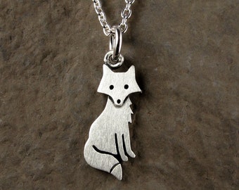 Tiny fox pendant / necklace - sterling silver