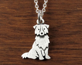 Tiny Australian Shepherd pendant / necklace - sterling silver - handcrafted