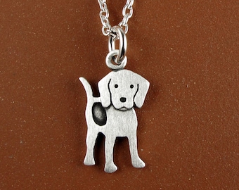 Tiny beagle pendant / necklace - sterling silver