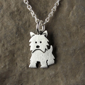 Tiny Westie pendant / necklace sterling silver image 1