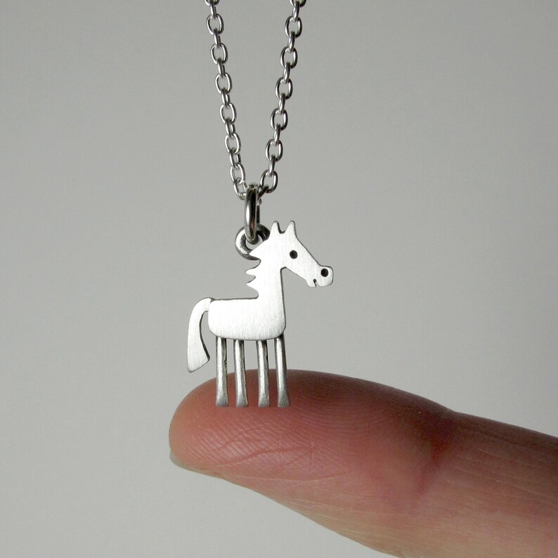 Tiny horse pendant / necklace sterling silver image 2