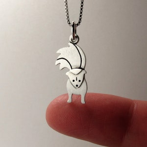 Tiny skunk pendant / necklace sterling silver image 2