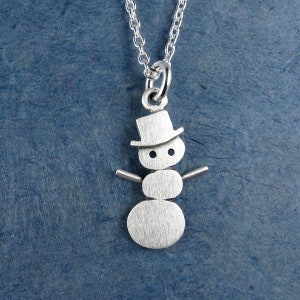 Tiny snowman pendant / necklace - sterling silver