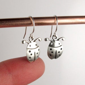 Tiny ladybug earrings sterling silver image 2