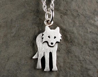 Tiny wolf pendant / necklace - sterling silver