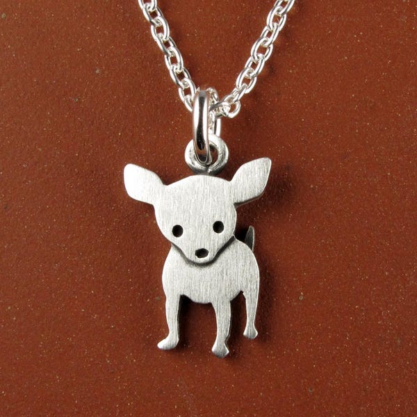 Tiny chihuahua pendant / necklace - sterling silver - handcrafted