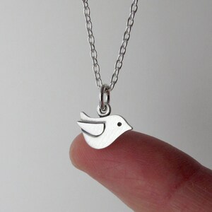 Tiny bird pendant / necklace sterling silver image 2