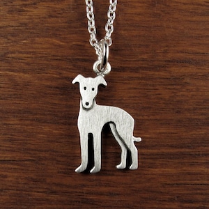 Tiny Greyhound pendant / necklace - sterling silver - handcrafted