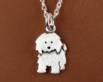 Tiny Coton de Tulear pendant / necklace - sterling silver