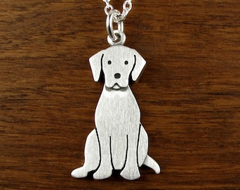 Labrador retriever pendant / necklace (larger size) - sterling silver - handcrafted