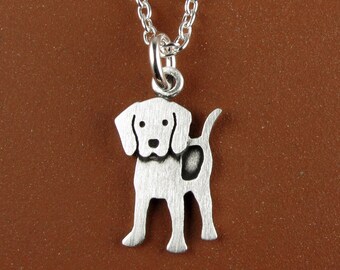 Tiny beagle pendant / necklace - sterling silver