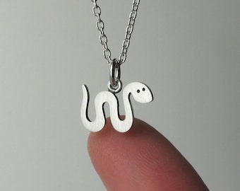 Tiny snake pendant / necklace - sterling silver