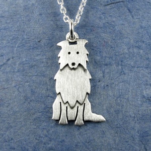 Collie pendant / necklace larger size sterling silver image 1