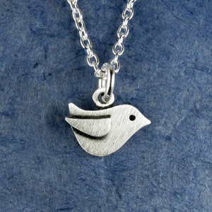 Tiny bird pendant / necklace sterling silver image 1