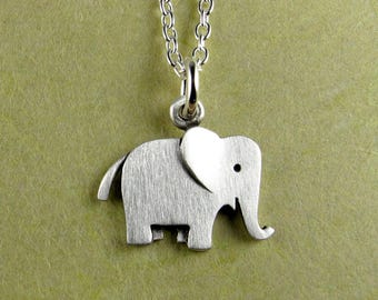 Tiny elephant pendant / necklace - sterling silver - handcrafted