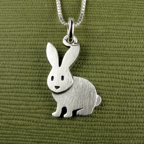 Sterling Silver Rabbit Charm Necklace Silver Bunny Pendant - Etsy