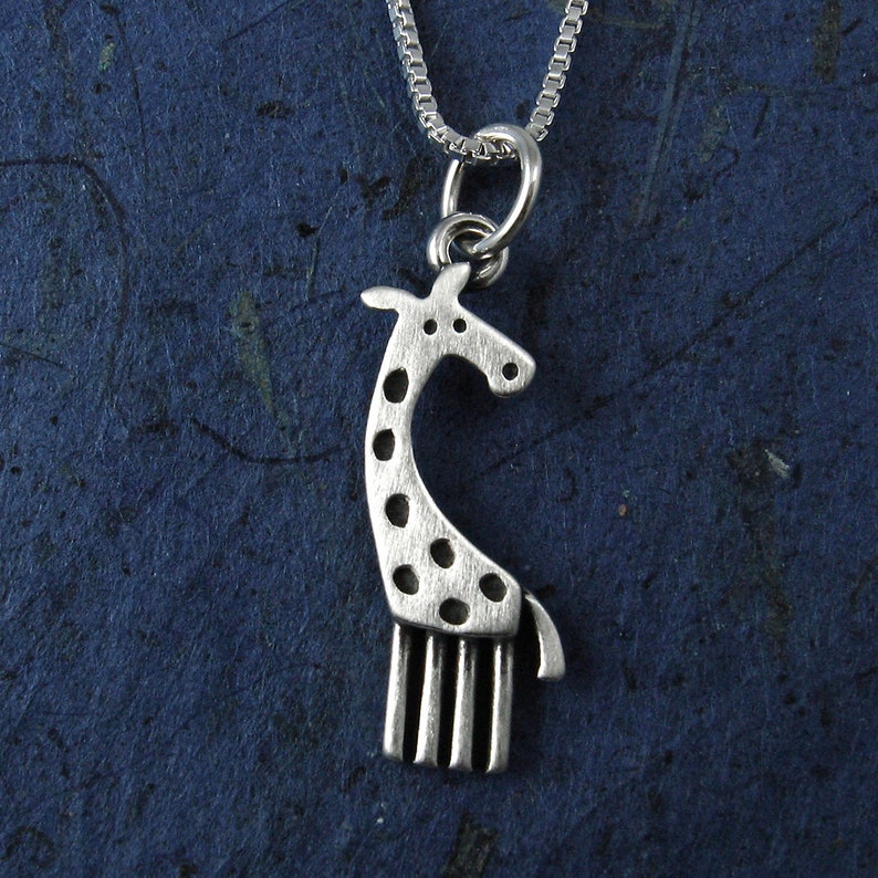 Tiny giraffe pendant / necklace sterling silver image 1