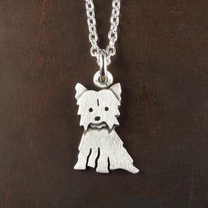 Colgante/collar de pequeño Yorkshire terrier - plata de ley